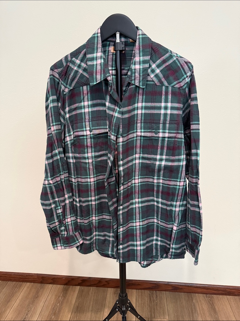 Northcrest Teal, Burgundy and White Plaid Button-Down Shirt